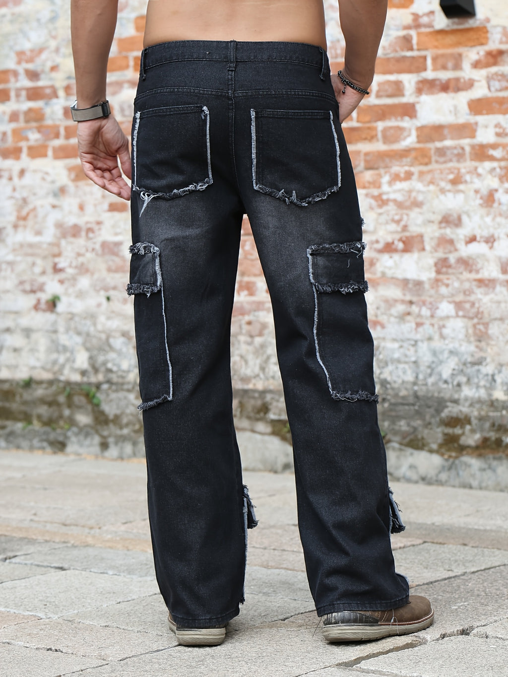 Men’s Straight-Fit Pants with Patches