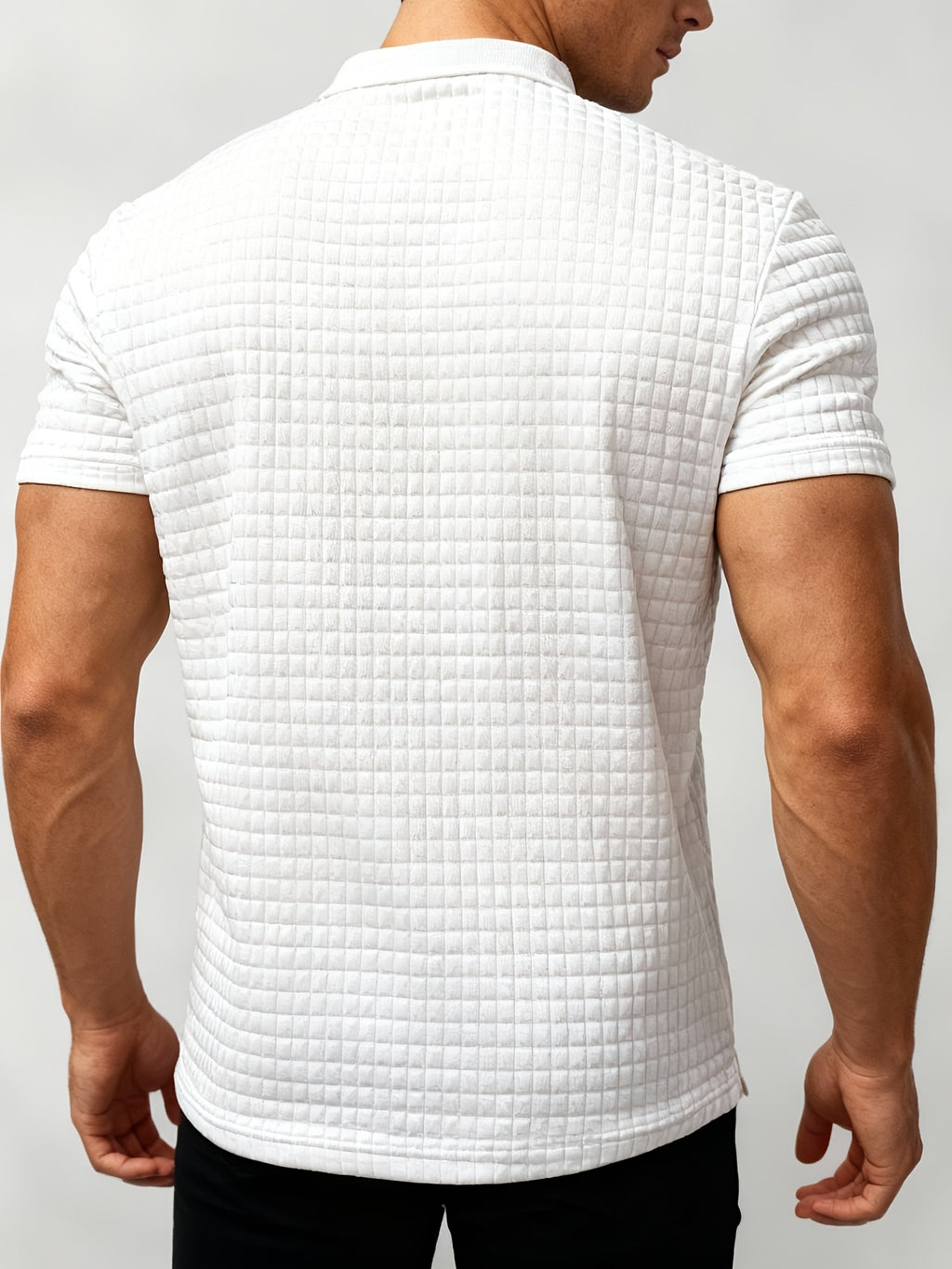 Men’s Textured Polo Shirt with Contrasting Panels