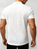 Men’s Textured Polo Shirt with Contrasting Panels