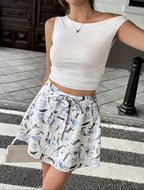 Women’s Floral Mini Skirt with Front Tie