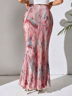 Women’s Pleated Maxi Skirt with Abstract Pattern