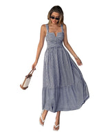 Women’s Sleeveless Maxi Dress with Stripes