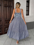 Women’s Sleeveless Maxi Dress with Stripes
